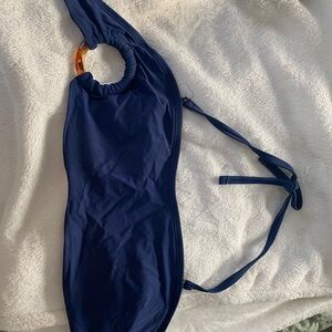 Navy Blue Bikini Top with Tortoise Ring